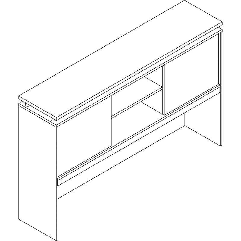Alera Sedina Series Hutch with Sliding Doors, 66w x 15d x 42.5h, Espresso