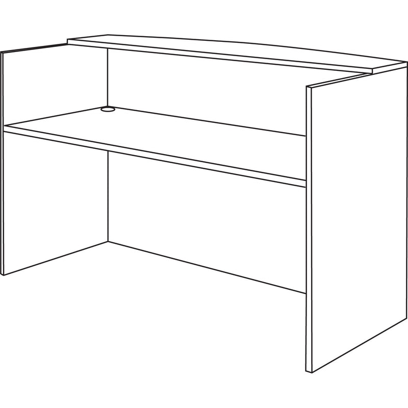 Alera Valencia Series Reception Desk with Transaction Counter, 71" x 35.5" x 29.5" to 42.5", Medium Cherry