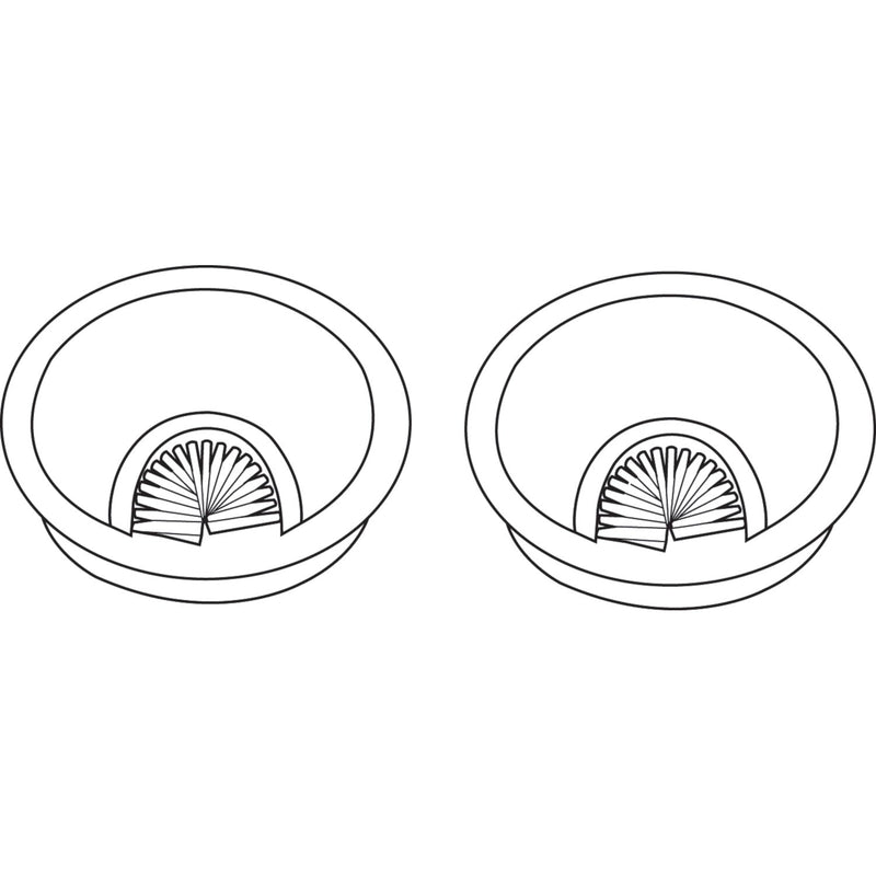 Alera Valencia Series Optional Grommets, 2.63" Diameter, Silver Metal, 2/Pack