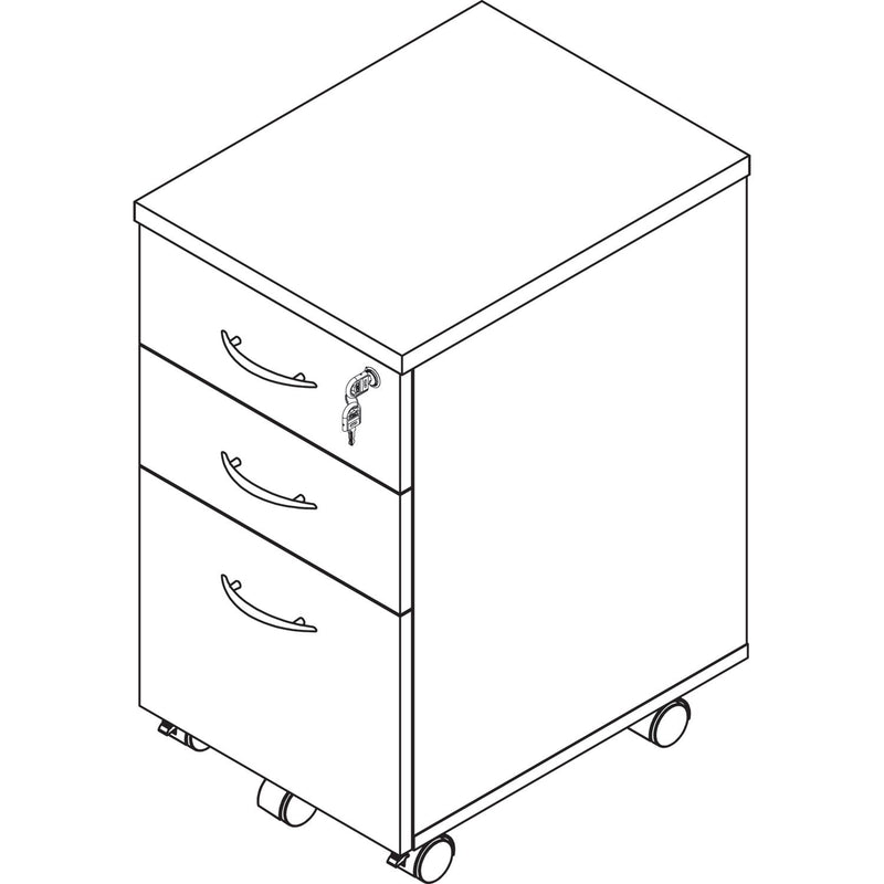 Alera Valencia Series Mobile Pedestal File, Left/Right, 3-Drawers: Box/Box/File, Legal/Letter, Mahogany, 15.88 x 20.5 x 28.38