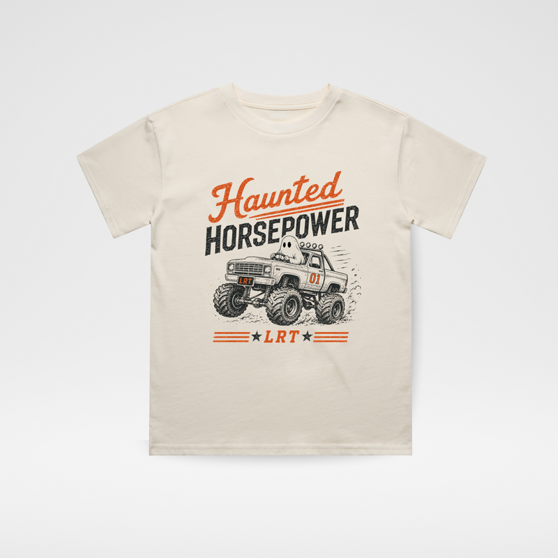 HAUNTED HORSEPOWER HALLOWEEN TEE - VINTAGE CREAM