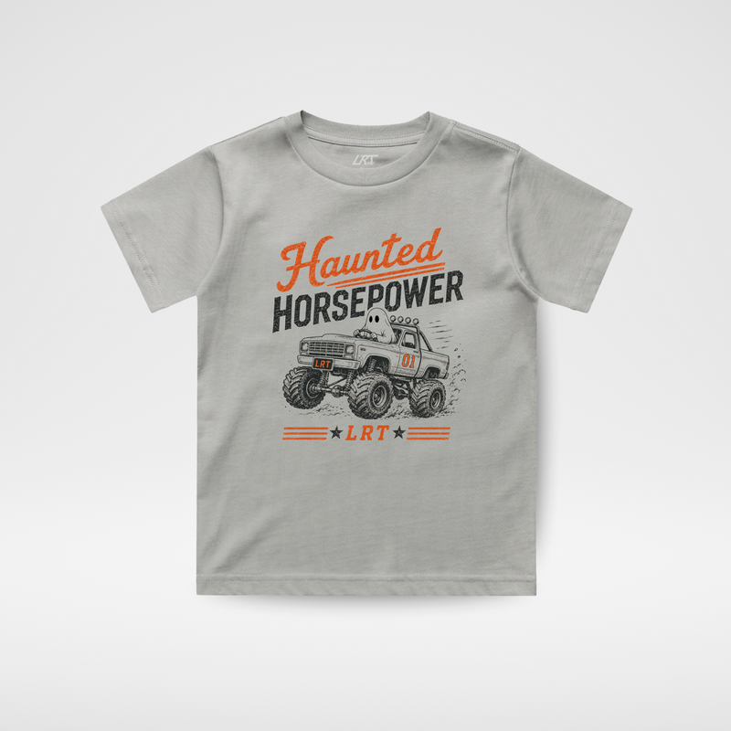 HAUNTED HORSEPOWER HALLOWEEN TEE - ASH