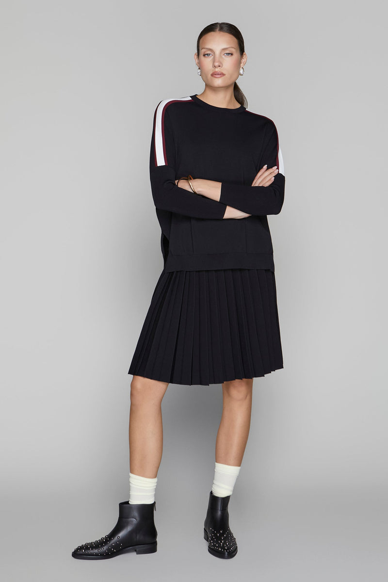 Montia Top in Black Merlot Stripe