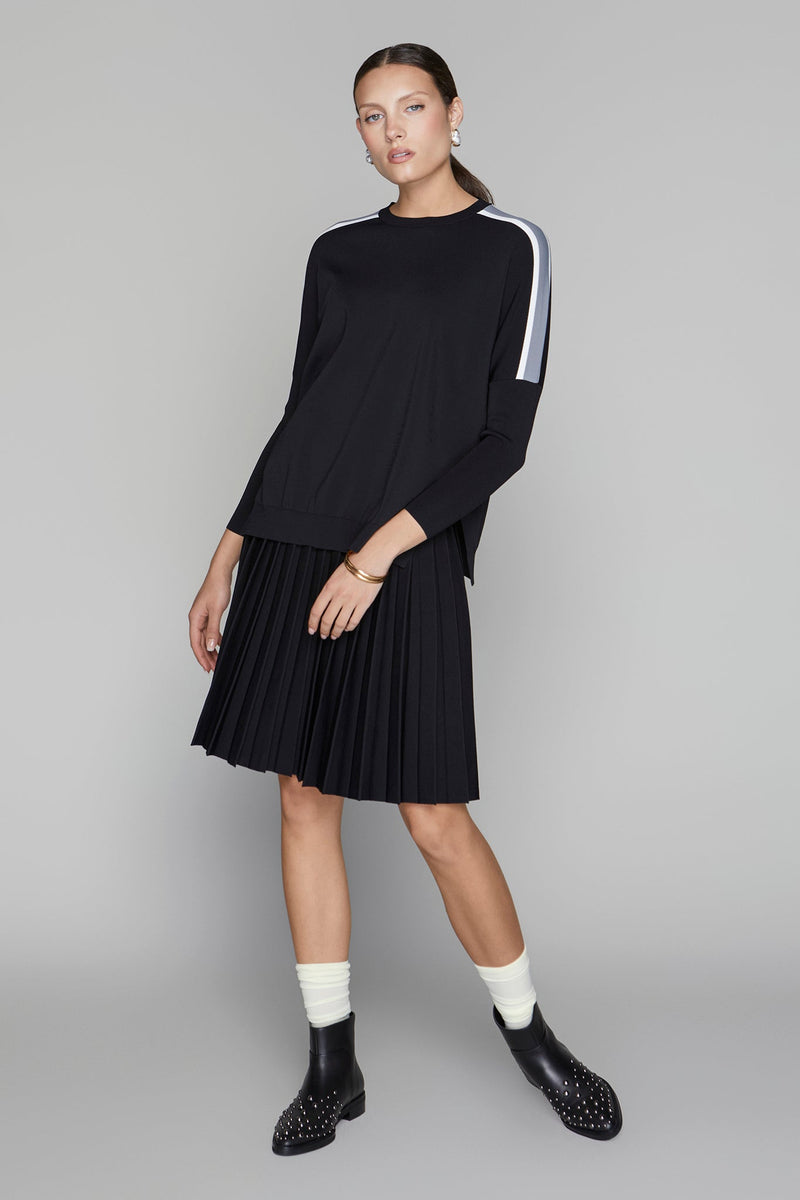 Montia Top in Black Gray Stripe
