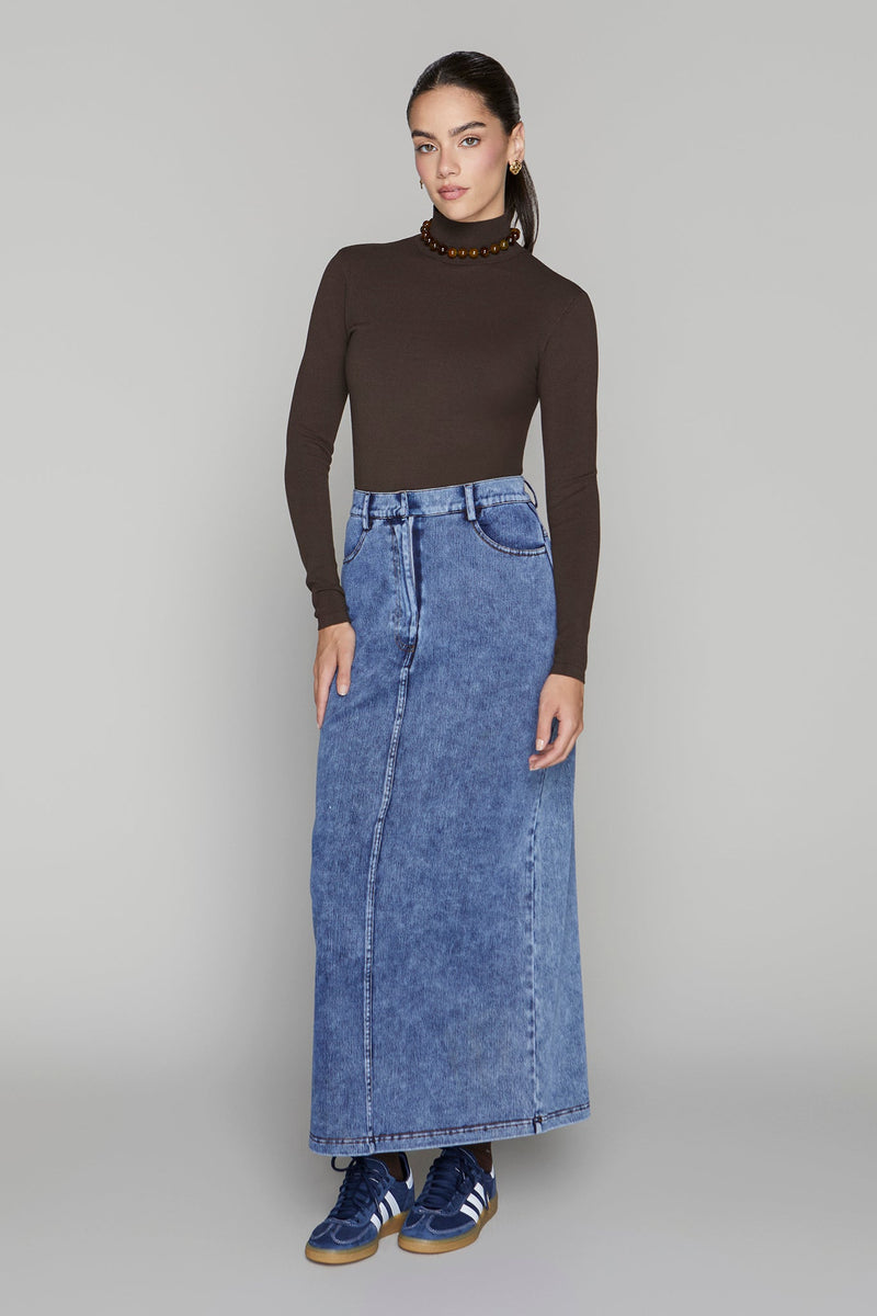 Vaughn Skirt in Dark Wash Denim