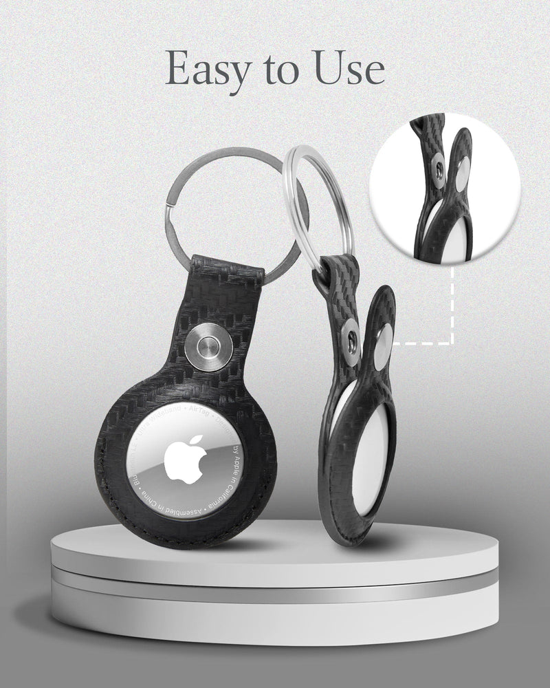 Genuine Leather AirTag Keychain – Protective Holder with Metal Ring