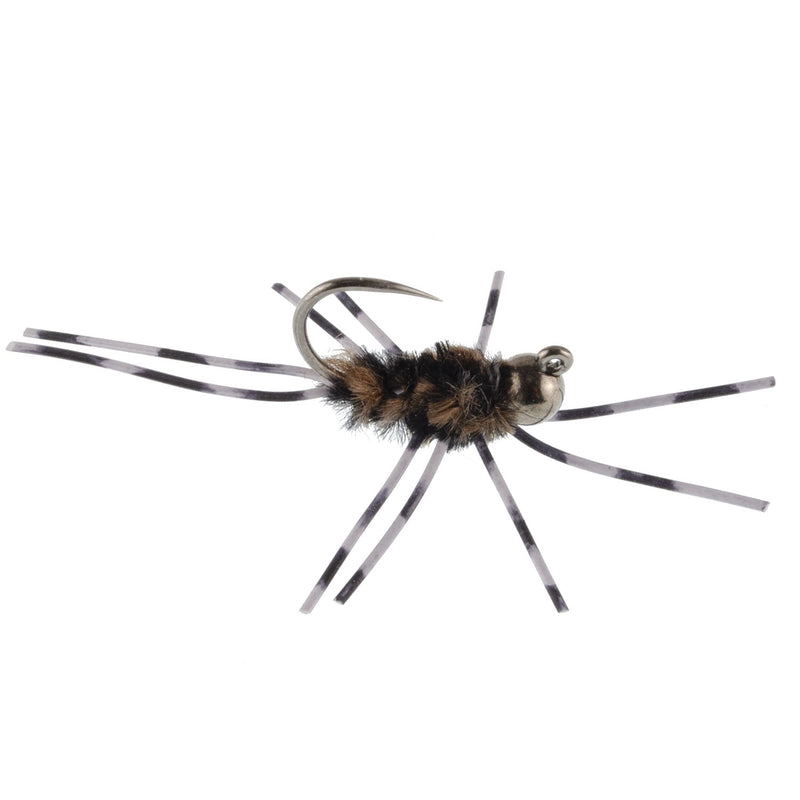 Barbless Pats Rubber Legs Tungsten Coffee/Black Euro Nymph 12 Flies #6