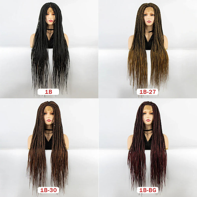 36" Knotless Box Braids Full Lace Wig | Crochet Braids | Synthetic Braiding Hair | Black Women