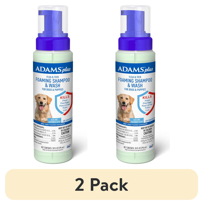Keep Your Dog Happy and Flea-Free with ADAMS Plus Flea & Tick Foaming Shampoo & Wash - 2 Pack for Sensitive Skin!
