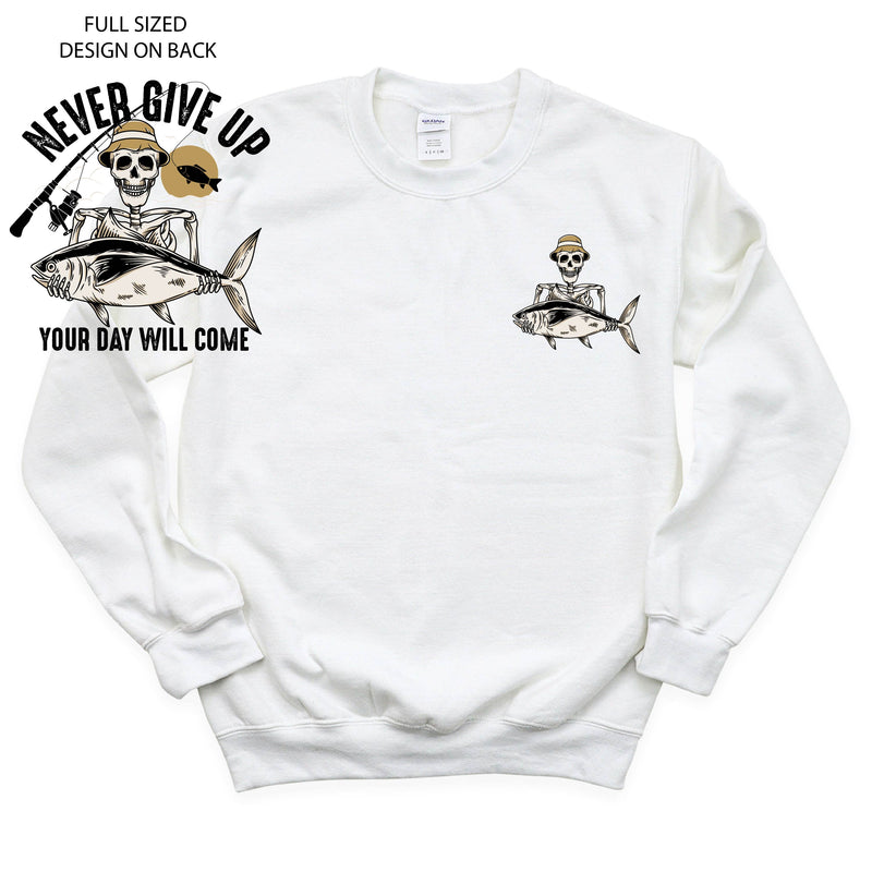 Fishing Skelly - Never Give Up (pf&b) - BASIC Fleece
