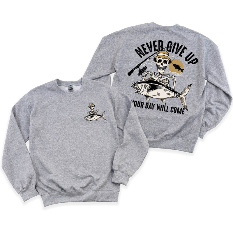 Fishing Skelly - Never Give Up (pf&b) - BASIC Fleece