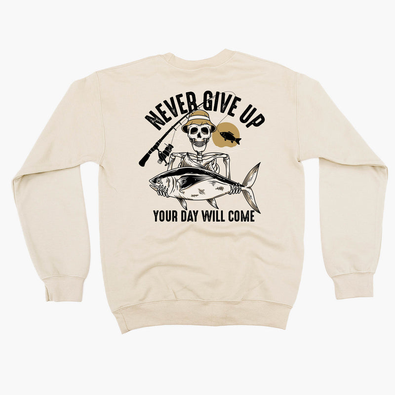 Fishing Skelly - Never Give Up (pf&b) - BASIC Fleece