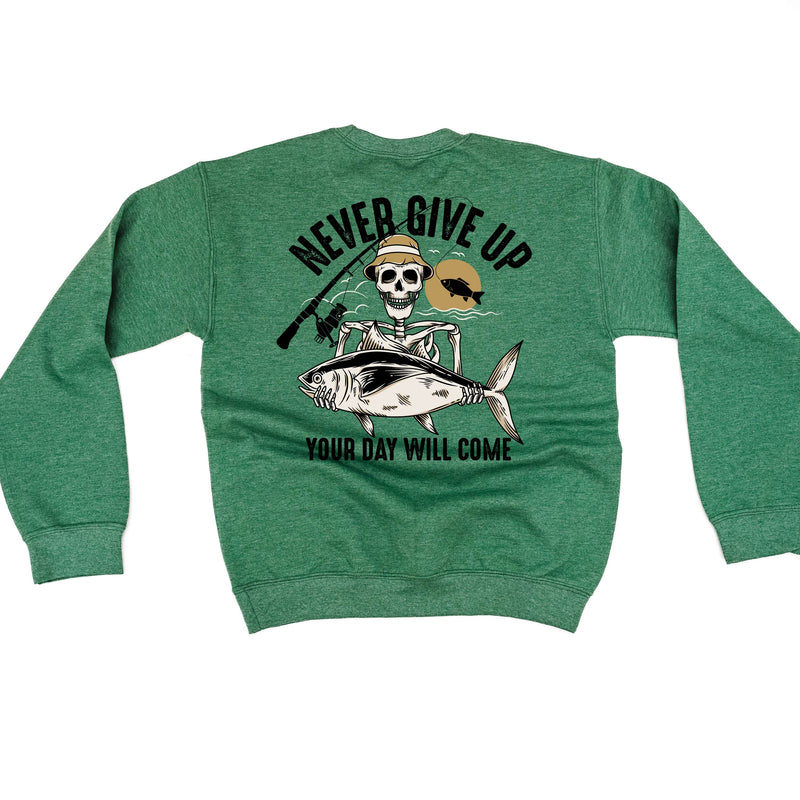 Fishing Skelly - Never Give Up (pf&b) - BASIC Fleece