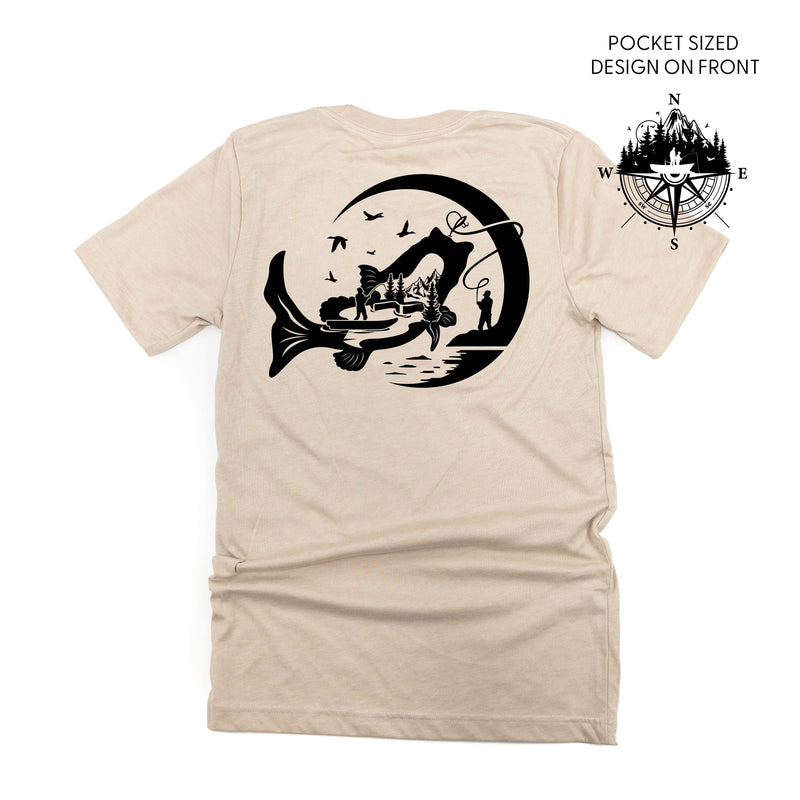 Fishing Compass - Fishing Scene (pf&b) - Unisex Tee