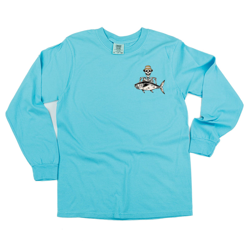 Fishing Skelly - Never Give Up (pf&b) - Long Sleeve Comfort Colors Tee