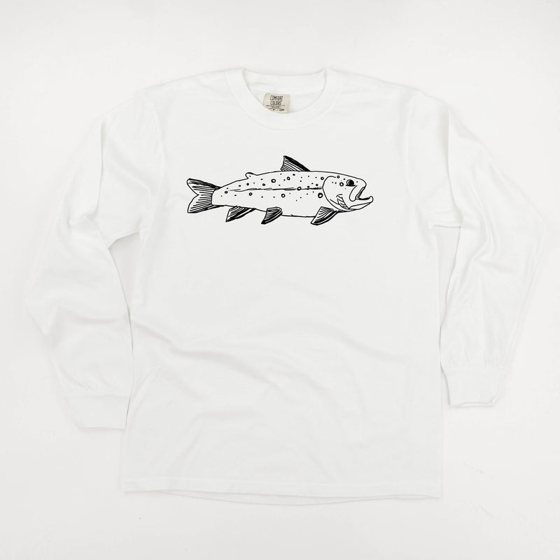 Hand Drawn Brook Trout - Long Sleeve Comfort Colors Tee