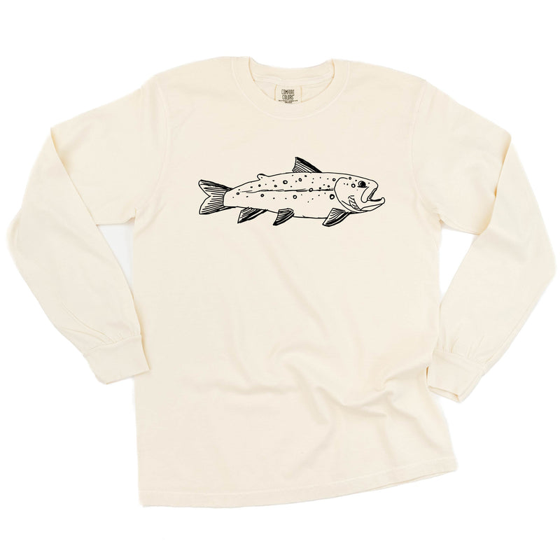 Hand Drawn Brook Trout - Long Sleeve Comfort Colors Tee