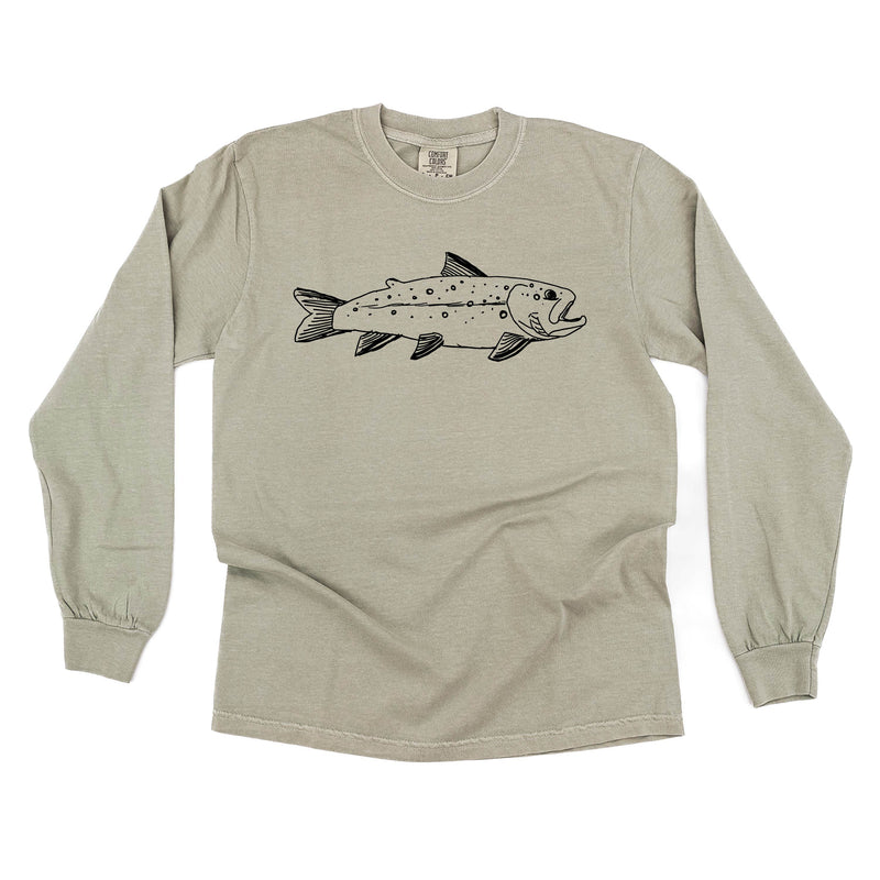 Hand Drawn Brook Trout - Long Sleeve Comfort Colors Tee