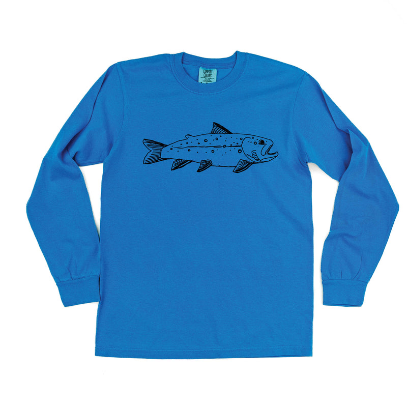 Hand Drawn Brook Trout - Long Sleeve Comfort Colors Tee