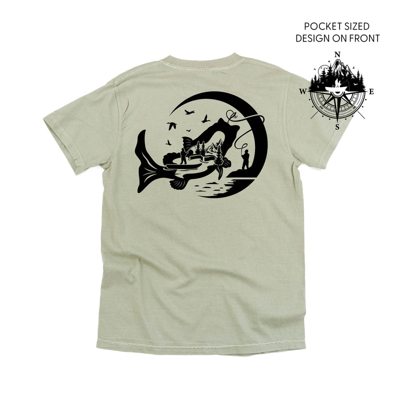 Fishing Compass - Fishing Scene (pf&b) - Comfort Colors Tee