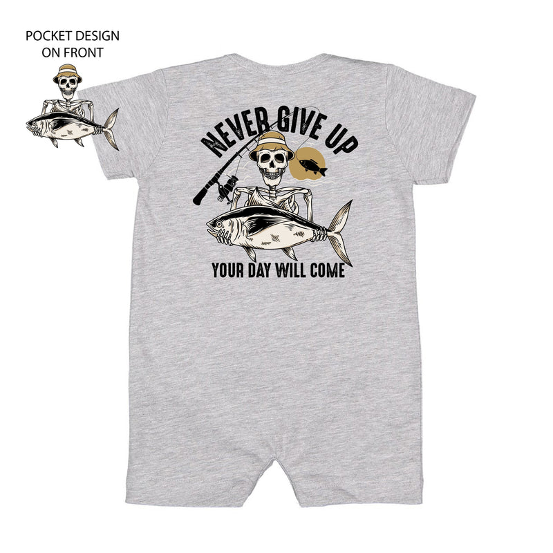Fishing Skelly - Never Give Up (pf&b) - Shorts Romper