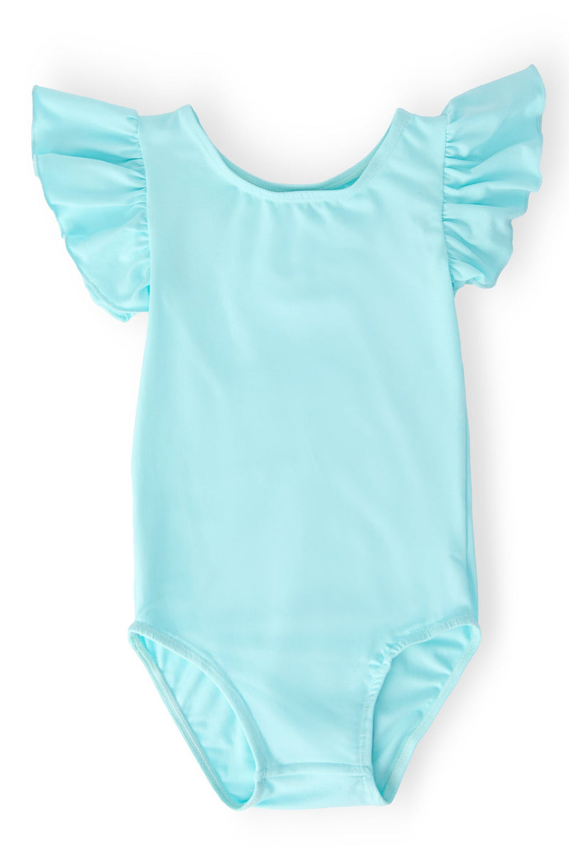 Aqua S/S Flutter Sleeve Leotard