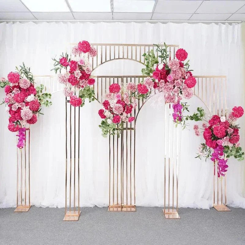 Arched Shiny Gold Tubed Wedding Backdrop Stands