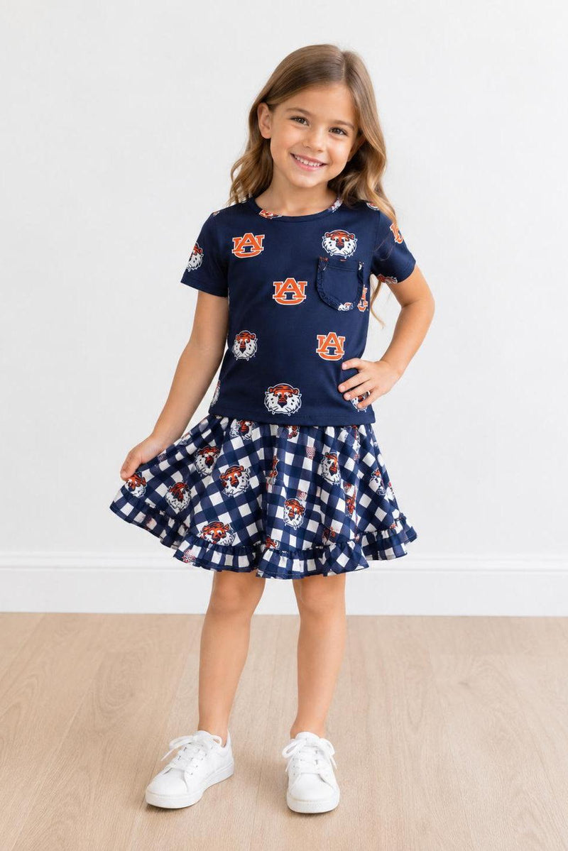 Auburn Plaid Aubie Ruffle Twirl Skort