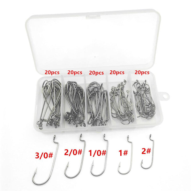 Rompin 100pcs/box 2#-3/0# 5 size Jig head HookSingle Fishing Hooks
