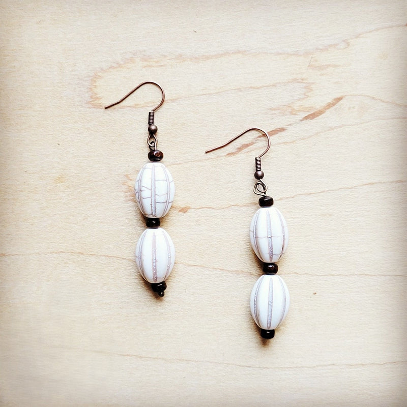 **White Turquoise Melon Bead Earrings 220y