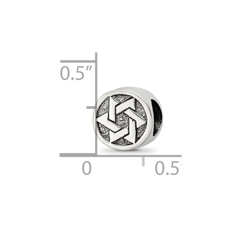 Sterling Silver Star of David Round Bead Charm