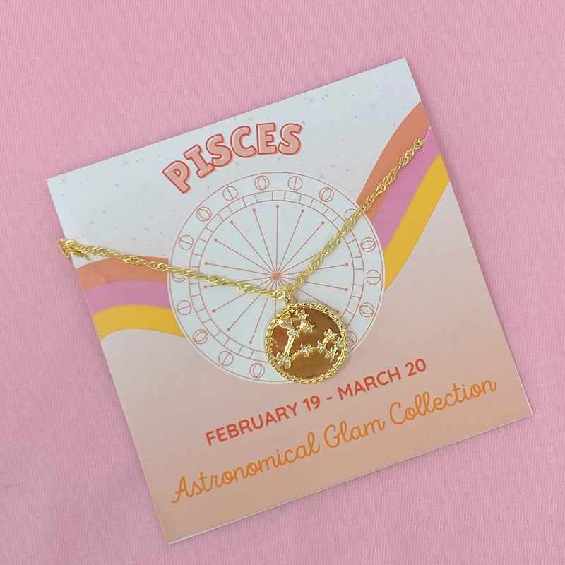 Astronomical Glam Zodiac Constellation Medallion Necklace
