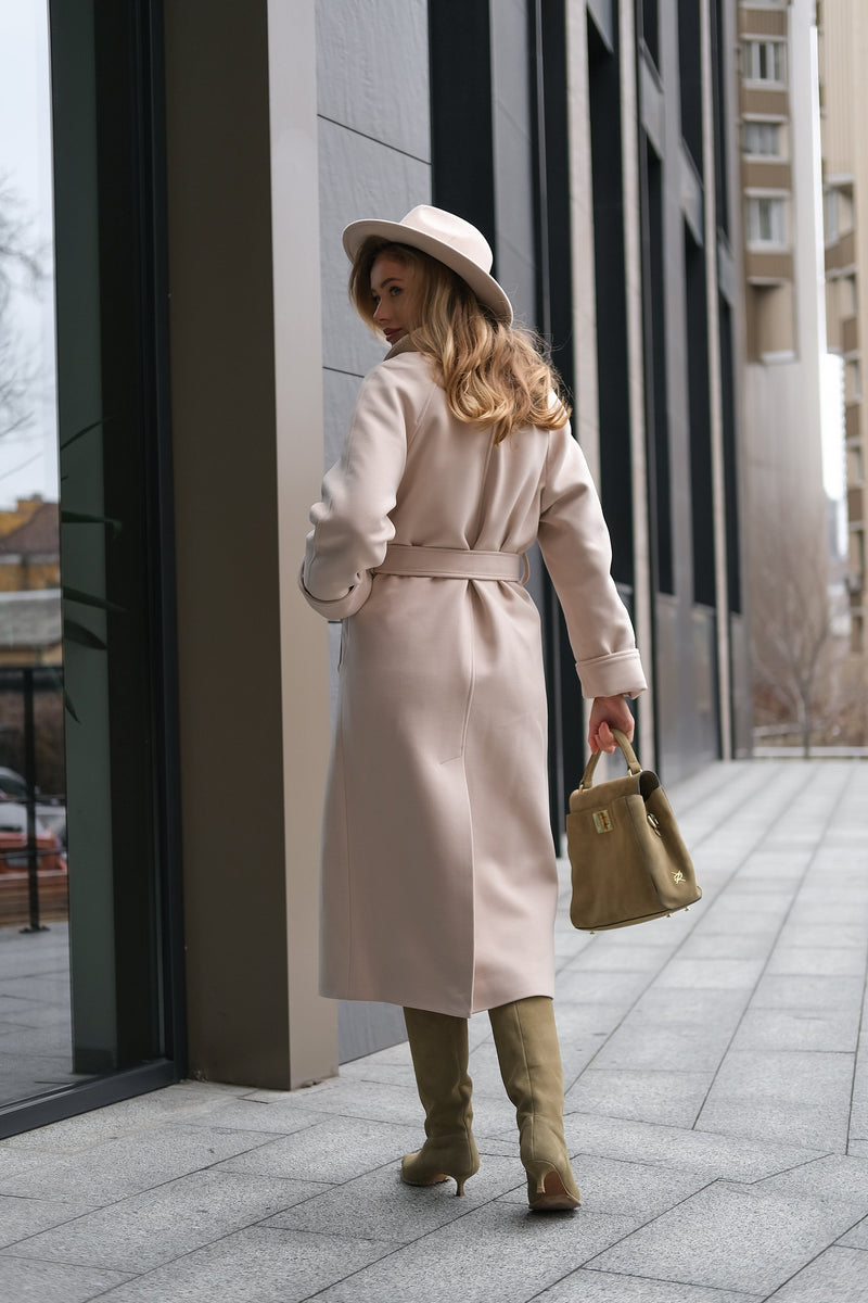 Emily Classic Wool Blend Overcoat in Ivory