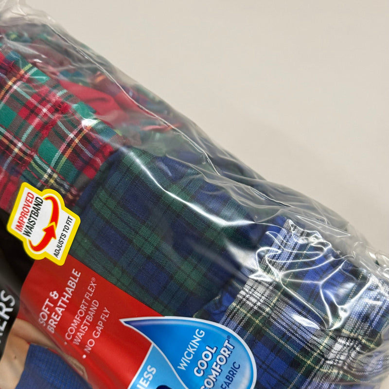 HANES (3 PACK!) Men's Cool Comfort Boxer Briefs Sz 2XL 44-46" Blue/Red/Grey 042390