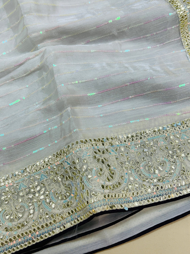 Tissue silk saree with gota Patti work