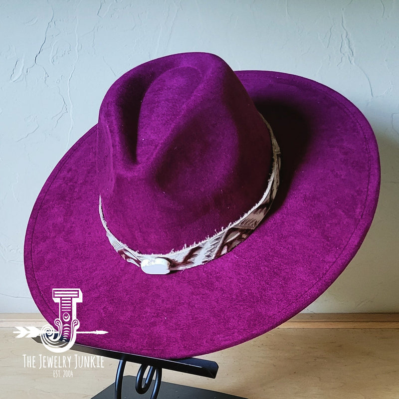 Boho Western Felt Hat w/ Choice of Hatband- Plum 990b