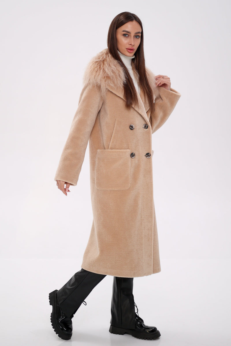 Genuine Lama Fur Virgin Wool Coat