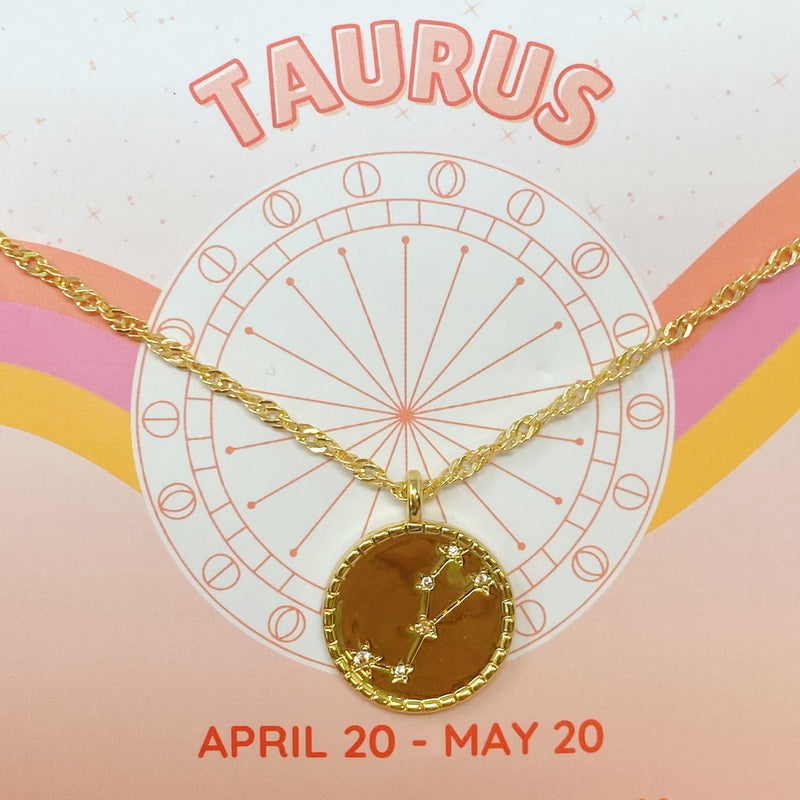 Astronomical Glam Zodiac Constellation Medallion Necklace