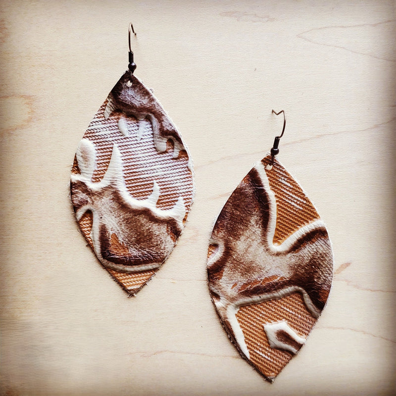 **Leather Oval Earrings-Brown and Sienna Laredo 206j