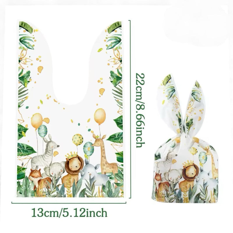 Kids Birthday Goodie Bags - Jungle Animal Gift Wraps 10-Pack