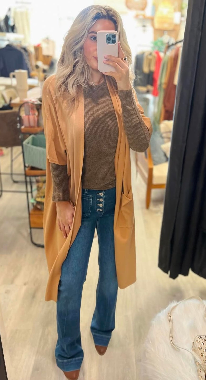 Mid Rise Patch Pocket  Flare Jean