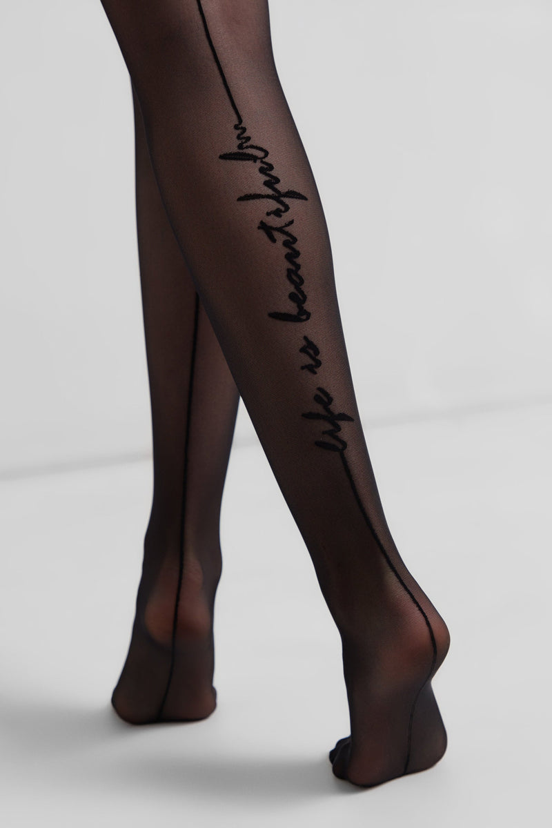 Fantasy Tights Conte Beauty - Seaming imitation and Tattoo Design