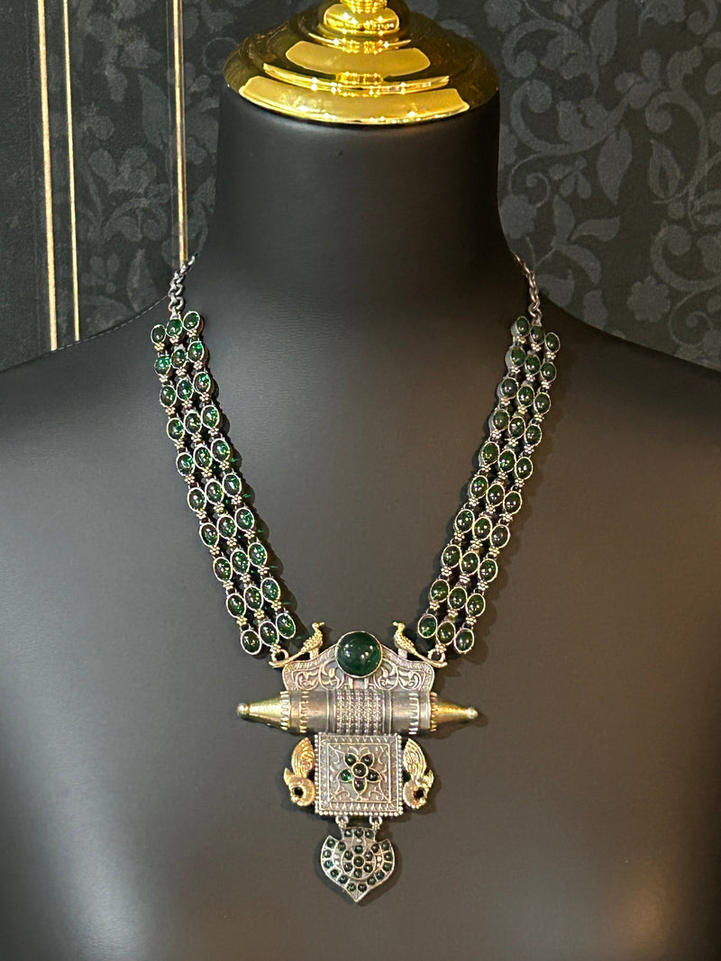 92.5 silver necklace | dual tone necklace with stone setting
