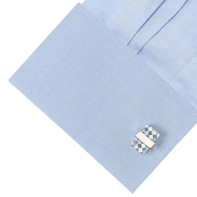Checkered Cut Mother of Pearl Cufflinks