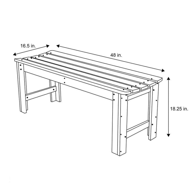 Outdoor Patio Backless Cedar Wood 4-ft. Garden Bench in Natural Finish