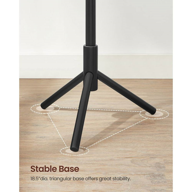 Modern Solid Wood Coat Rack in Black Finish with 8 Hanging Hooks