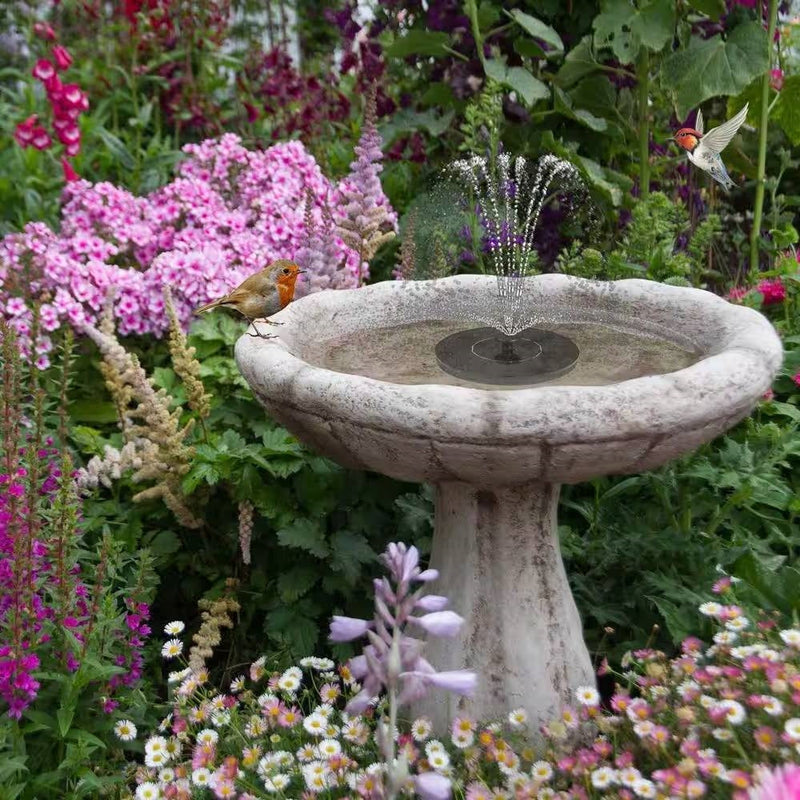 Solar Powered Birdbath to Water Fountain Kit with 4 Nozzle Heads