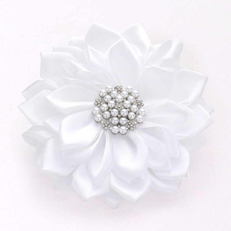 Pearl Pointed Flower Ribbon Brooch Hair Clip