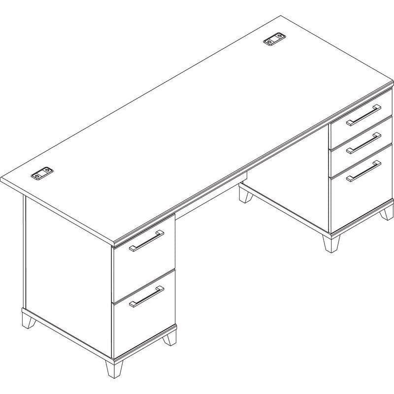 Bush Enterprise Collection Double Pedestal Desk, 70.13" x 28.63" x 29.75", Harvest Cherry, (Box 2 of 2)