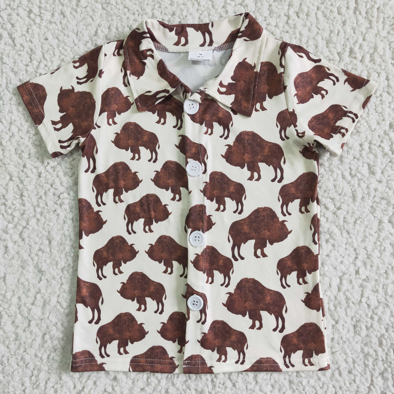 Cow print kids boy boutique polo shirt